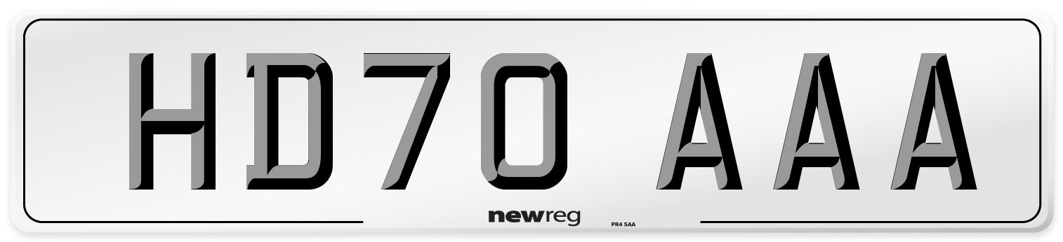 HD70 AAA Number Plate from New Reg